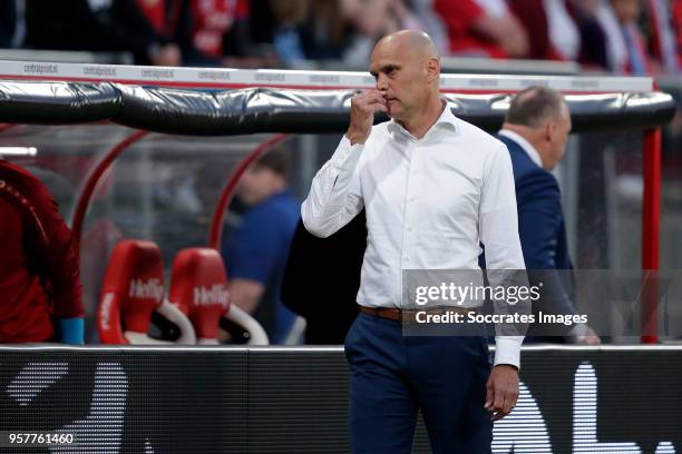 Coach Jurgen Streppel of SC Heerenveen during the Dutch Eredivisie match between FC Utrecht v SC Heerenveen at the Stadium Galgenwaard on May 12,...