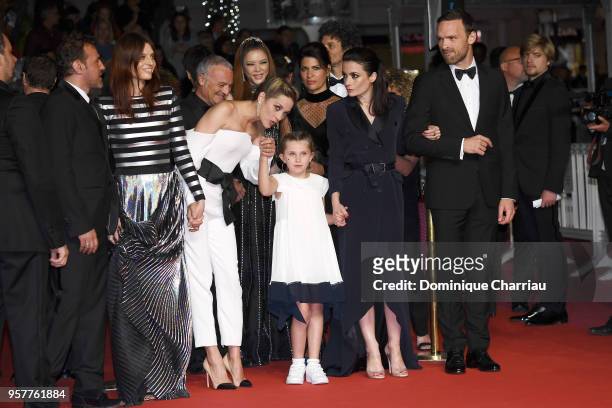 Amelie Daure, Marion Cotillard,Ayline Aksoy-Etaix, Vanessa Filho and Alban Lenoir from the movie "Gueule d'Ange" attend the screening of "3 Faces "...