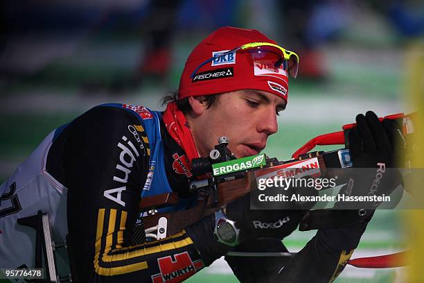 Arnd Pfeiffer of Germany competes during the Men's 10km Sprint in the e.on Ruhrgas IBU Biathlon World Cup on January 14, 2010 in Ruhpolding, Germany.