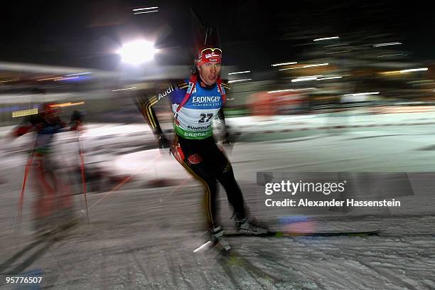 Arnd Pfeiffer of Germany competes during the Men's 10km Sprint in the e.on Ruhrgas IBU Biathlon World Cup on January 14, 2010 in Ruhpolding, Germany.