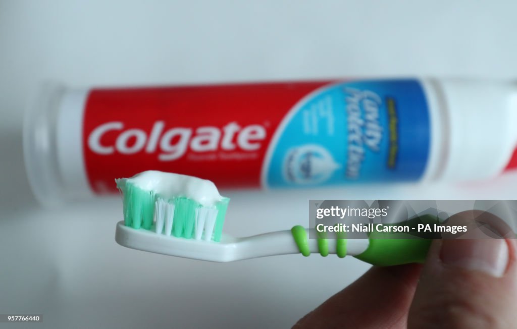 Colgate Toothpaste In House Stock photo of Colgate toothpaste pump dispenser and paste on a brush ...