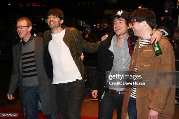 Dave Rowntree, Alex James, Damon Albarn and Graham Coxon of Blur attend the world premiere of 'No Distance Left To Run' a documentary film about Blur...