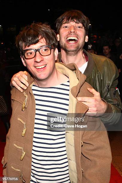 Graham Coxon and Alex James of Blur attend the world premiere of 'No Distance Left To Run' a documentary film about Blur held the at Odeon West End...