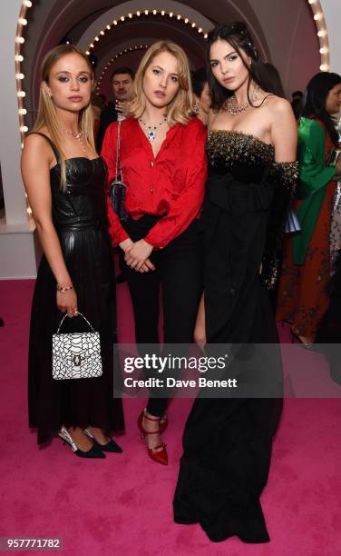 Lady Amelia Windsor, Tess Ward and Doina Ciobanu, wearing Bvlgari, attend the Bvlgari FESTA Gala Dinner at Banqueting House on May 12, 2018 in...