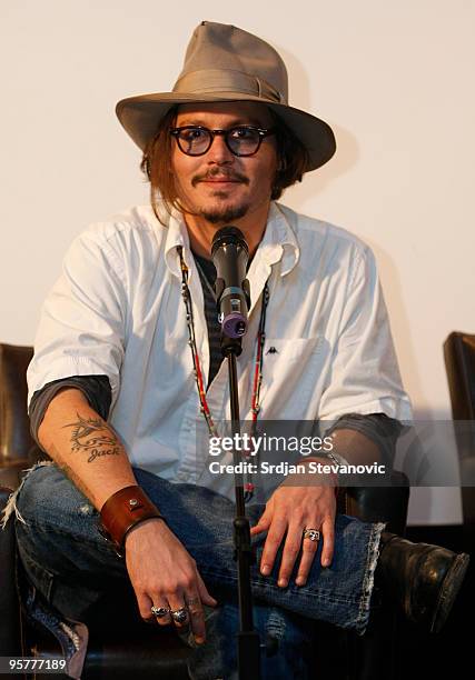 Johnny Depp attends a press conference during the Kustendorf music & film festival, day 2 on January 14, 2010 in Belgrade, Serbia.