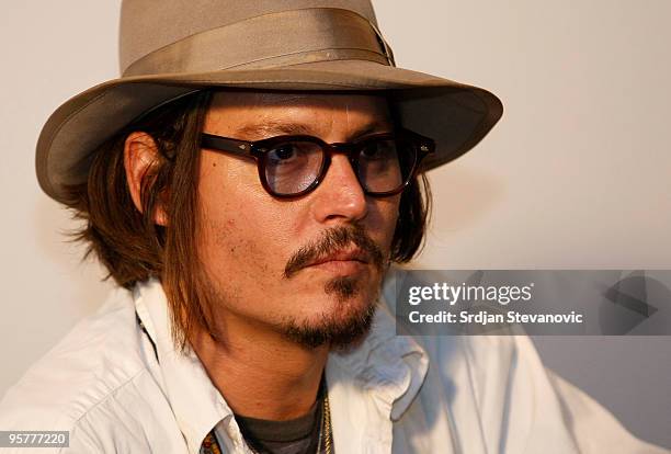 Johnny Depp attends a press conference during the Kustendorf music & film festival, day 2 on January 14, 2010 in Belgrade, Serbia.