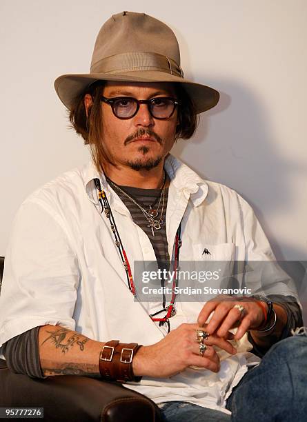 Johnny Depp attends a press conference during the Kustendorf music & film festival, day 2 on January 14, 2010 in Belgrade, Serbia.