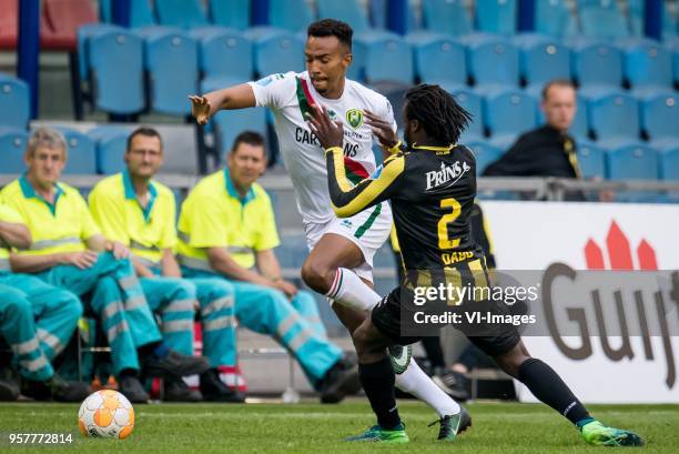 Melvyn Lorenzen of ADO Den Haag, Fankaty Dabo of Vitesse during the Dutch Eredivisie play-offs match between Vitesse Arnhem and ADO Den Haag at...