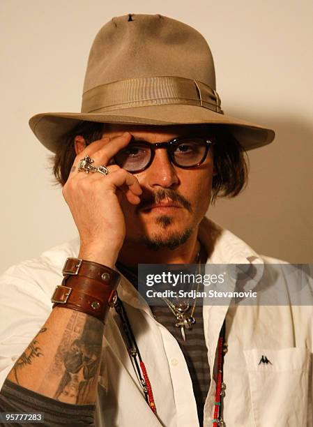 Johnny Depp attends a press conference during the Kustendorf music & film festival, day 2 on January 14, 2010 in Belgrade, Serbia.