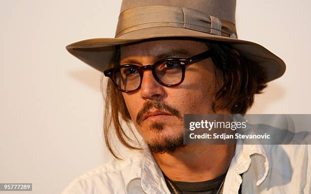 Johnny Depp attends a press conference during the Kustendorf music & film festival, day 2 on January 14, 2010 in Belgrade, Serbia.