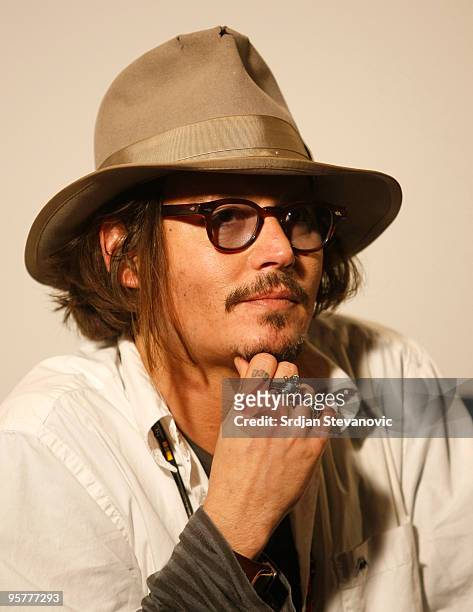 Johnny Depp attends a press conference during the Kustendorf music & film festival, day 2 on January 14, 2010 in Belgrade, Serbia.