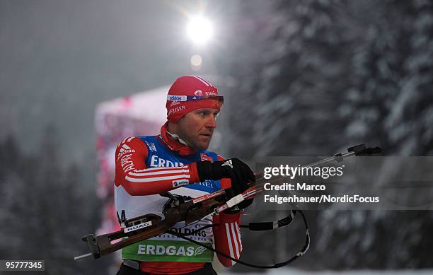 Matthias Simmen of Switzerland competes during the men's sprint in the e.on Ruhrgas IBU Biathlon World Cup on January 14, 2010 in Ruhpolding, Germany.