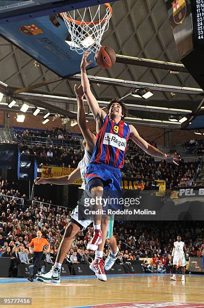 Ricky Rubio, #9 of Regal FC Barcelona in action during the Euroleague Basketball Regular Season 2009-2010 Game Day 10 between Regal FC Barcelona vs...