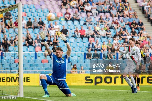 Goalkeeper Indy Groothuizen of ADO Den Haag during the Dutch Eredivisie play-offs match between Vitesse Arnhem and ADO Den Haag at Gelredome on May...