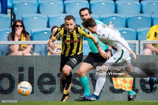 Roy Beerens of Vitesse, Danny Bakker of ADO Den Haag during the Dutch Eredivisie play-offs match between Vitesse Arnhem and ADO Den Haag at Gelredome...