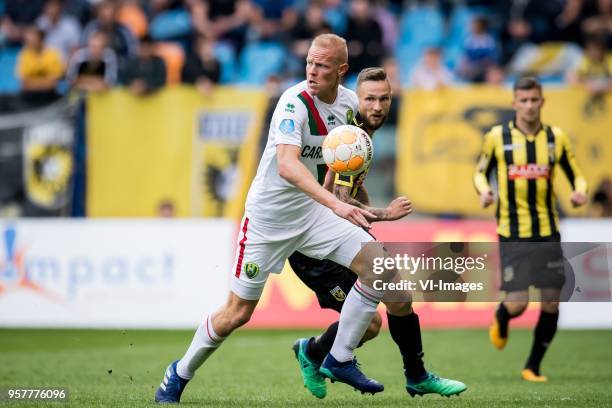 Tom Tommie Beugelsdijk of ADO Den Haag, Tim Matavz of Vitesse during the Dutch Eredivisie play-offs match between Vitesse Arnhem and ADO Den Haag at...