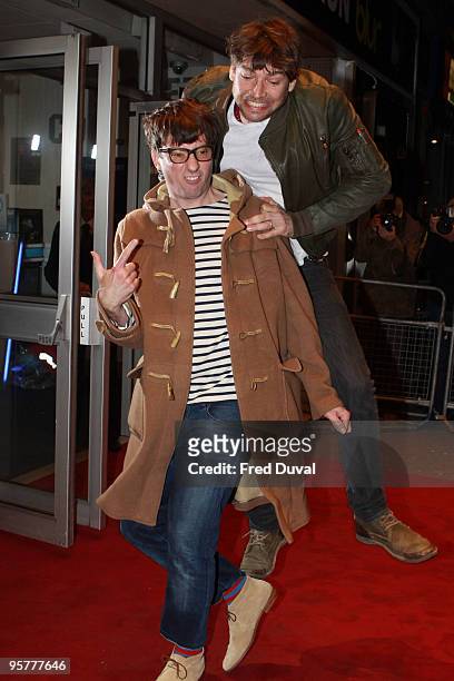 Graham Coxon and Alex James of the band Blur attends World Premiere of 'No Distance To Run' - a documentary about the band Blur at Odeon West End on...