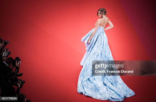 Image has been digitally retouched) Josephine Skriver attends the screening of 'Sorry Angel ' during the 71st annual Cannes Film Festival at Palais...