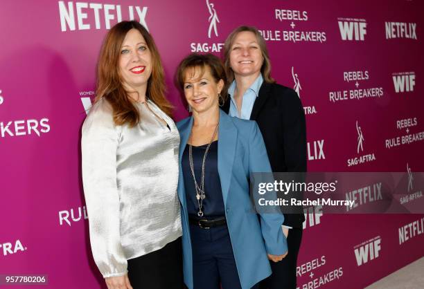 Women in Film Executive Director Kirsten Schaffer, Gabrielle Carteris and Netflix VP of Original Content Cindy Holland attend the Rebels and Rule...
