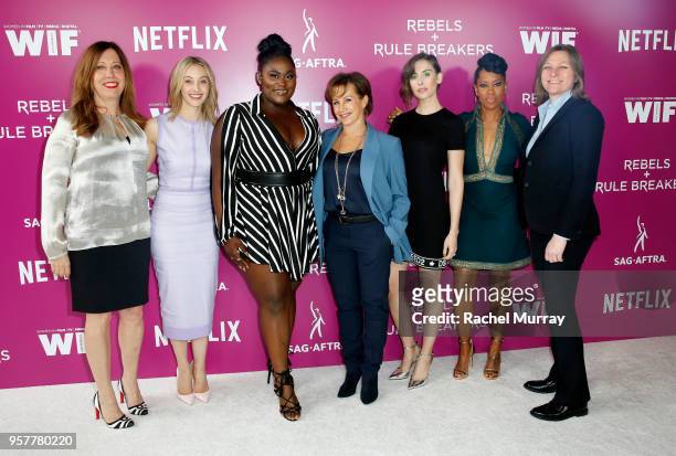 Women in Film Executive Director Kirsten Schaffer, Sarah Gadon, Danielle Brooks, Alison Brie, Regina King and Netflix VP of Original Content Cindy...