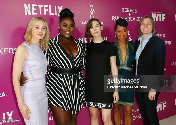 Sarah Gadon, Danielle Brooks, Alison Brie and Regina King attend the Rebels and Rule Breakers Panel at Netflix FYSEE at Raleigh Studios on May 12,...