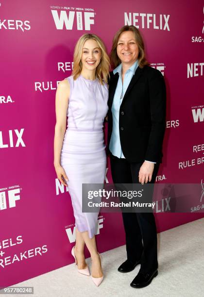 Sarah Gadon and Netflix VP of Original Content Cindy Holland attends the Rebels and Rule Breakers Panel at Netflix FYSEE at Raleigh Studios on May...
