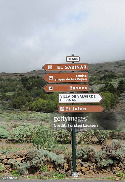 General view of a signpost on El Hierro Island, January 13, 2010 in El Hierro Island, Spain. The island inspired and features in the new film...