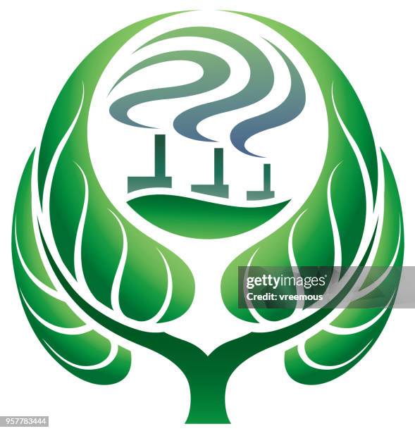pollution capturing leaves - carbon capture stock illustrations