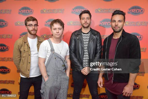 James Price, Conor Mason, Philip Blake, and Dom Craik of Nothing But Thieves attend KROQ Weenie Roast 2018 at StubHub Center on May 12, 2018 in...