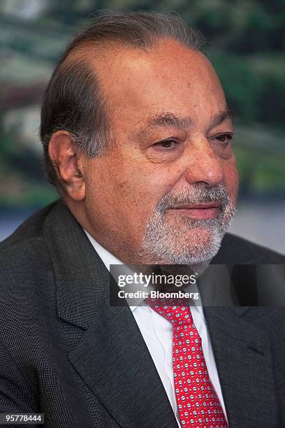 Billionaire Carlos Slim speaks during a Mexican National Water Commission news conference in Mexico City, Mexico, on Thursday, Jan. 7, 2010. Slim's...