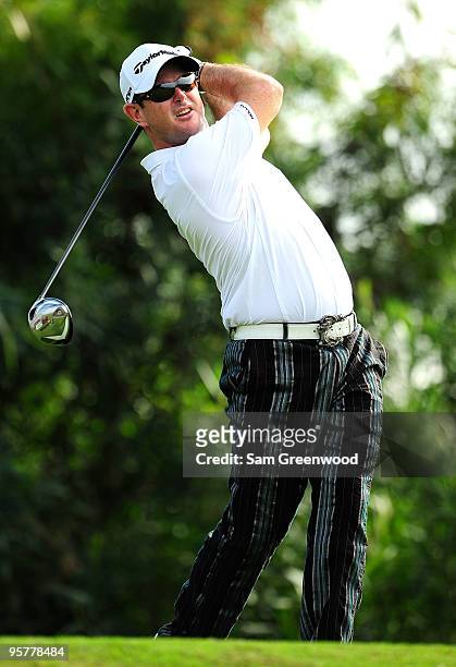 Rory Sabbatini of South Africa plays a shot during the final round of the SBS Championship at the Plantation course on January 10, 2010 in Kapalua,...