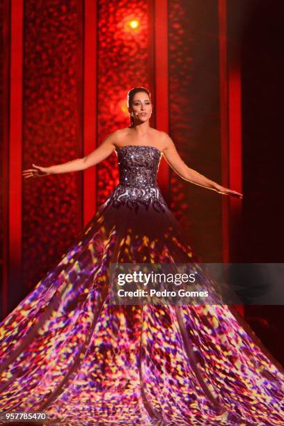 Elina Netsajeva representing Estonia performs at Altice Arena on May 12, 2018 in Lisbon, Portugal.