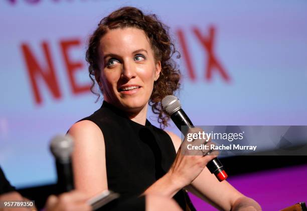 Creator Liz Flahive speaks onstage at the Rebels and Rule Breakers Panel at Netflix FYSEE at Raleigh Studios on May 12, 2018 in Los Angeles,...