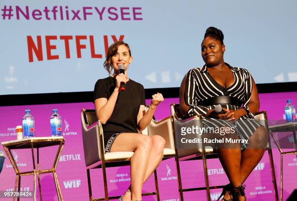 Alison Brie and Danielle Brooks speak onstage at the Rebels and Rule Breakers Panel at Netflix FYSEE at Raleigh Studios on May 12, 2018 in Los...