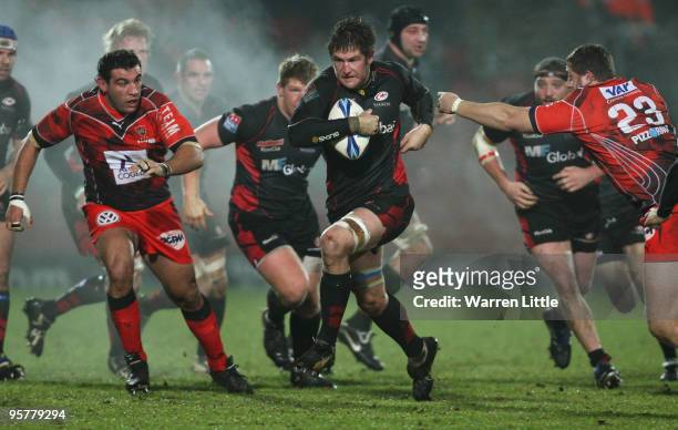 Ernst Joubert of Saracens in action during the Amlin Challenge Cup Round Five match between Saracens and Toulon at Vicarage Road on January 14, 2010...