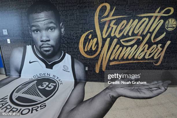 Signing is seen prior to Game Two of the Western Conference Semifinals during the 2018 NBA Playoffs between the Golden State Warriors and New Orleans...