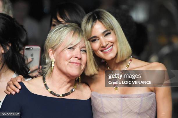 Producer Sarah Green and Algerian actress Sofia Boutella pose as they arrive on May 12, 2018 for the screening of the film "Farenheit 451" at the...