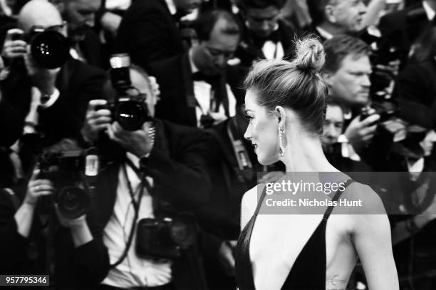 Amber Heard attends the screening of "Sorry Angel " during the 71st annual Cannes Film Festival at Palais des Festivals on May 10, 2018 in Cannes,...