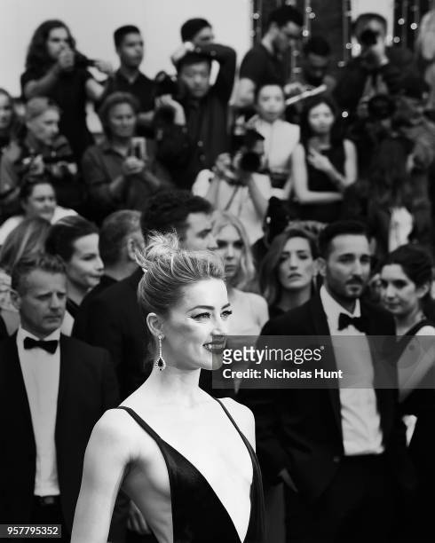 Amber Heard attends the screening of "Sorry Angel " during the 71st annual Cannes Film Festival at Palais des Festivals on May 10, 2018 in Cannes,...