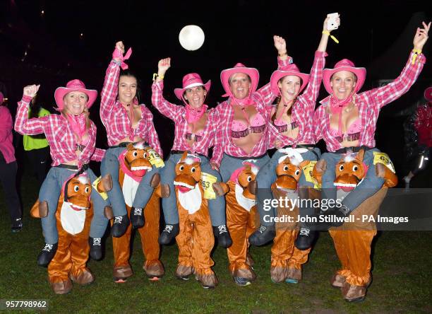 People taking part in the MoonWalk fundraiser for breast cancer charity Walk the Walk, prior to setting off from Clapham Common, on a half or full...