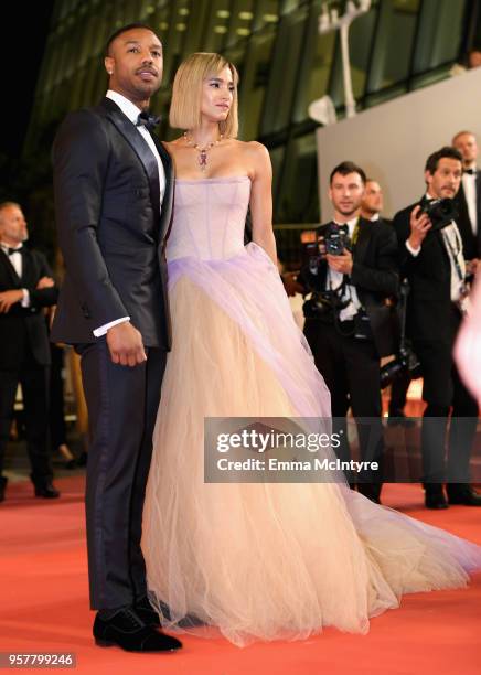 Actors Michael B. Jordan and Sofia Boutella attends the screening of "Farenheit 451" during the 71st annual Cannes Film Festival at Palais des...