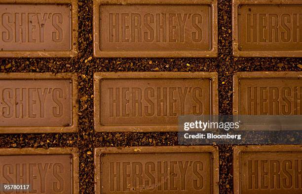 Kraft Foods Inc. Maxwell House coffee and a Hershey Co. Hershey's chocolate bar are displayed for a photograph in New York, U.S., on Thursday, Jan....