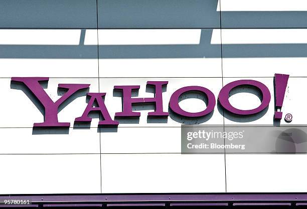 Signage for Yahoo! Inc. Hangs at company headquarters in Sunnyvale, California, U.S., on Thursday, Jan. 14 , 2010. Yahoo! Inc., owner of the No. 2...