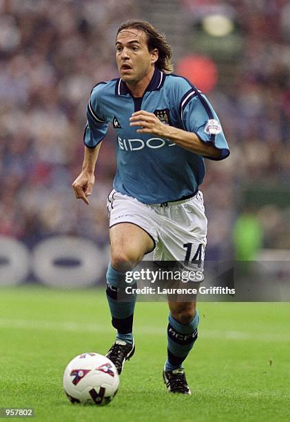 Eyal Berkovic of Manchester City runs with the ball during the Nationwide Division One match against Watford played at Maine Road in Manchester,...