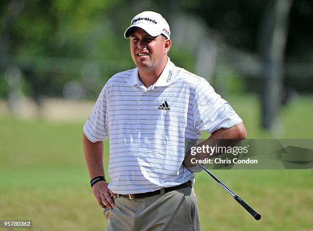 Matt Bettencourt waits to hit during the first round of the Sony Open in Hawaii held at Waialae Country Club on January 14, 2010 in Honolulu, Hawaii.