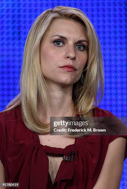 Actress Claire Danes of "Temple Grandin" speaks during the HBO portion of the 2010 Television Critics Association Press Tour at the Langham Hotel on...