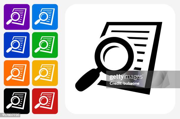 suche dokumente symbol quadrat-taste festlegen - lupe icon stock-grafiken, -clipart, -cartoons und -symbole