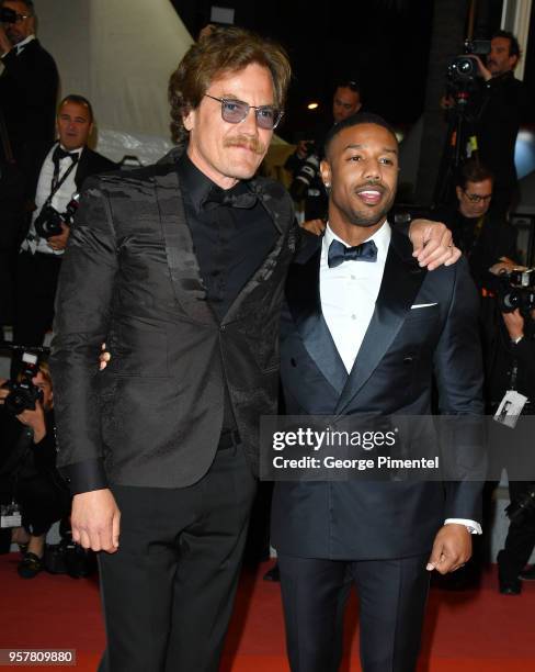 Actors Michael Shannon and Michael B. Jordan attend the screening of "Farenheit 451" during the 71st annual Cannes Film Festival at Palais des...