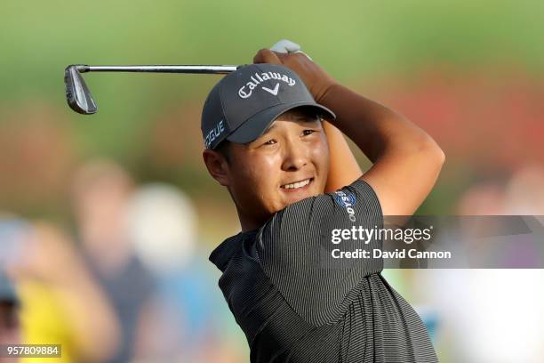 Danny Lee of New Zealand plays his second shot on the par 4, 18th hole during the third round of the THE PLAYERS Championship on the Stadium Course...