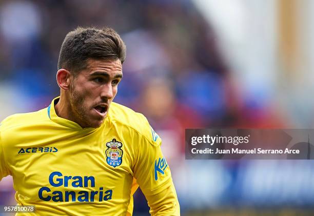 Jairo Samperio of UD Las Palmas reacts during the La Liga match between SD Eibar and UD Las Palmas at Ipurua Municipal Stadium on May 12, 2018 in...